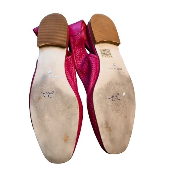 Anthropologie Farylrobin Kymeni Slingback Flats Pink Perforated Leather Size 37 - Picture 6 of 8